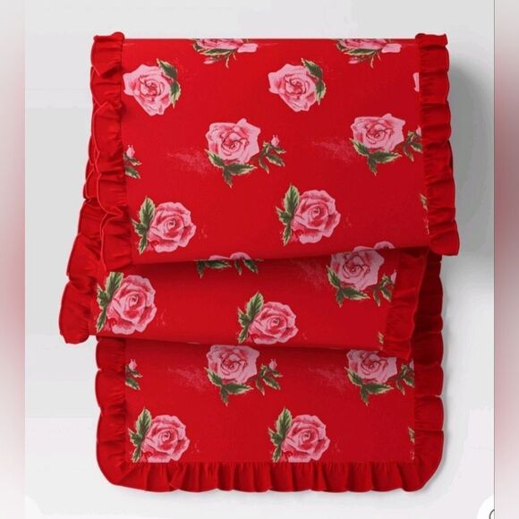 Nwt Threshold Target Valentine's Day Spring Summer Roses Table Runner 72" x 14" - Picture 5 of 6